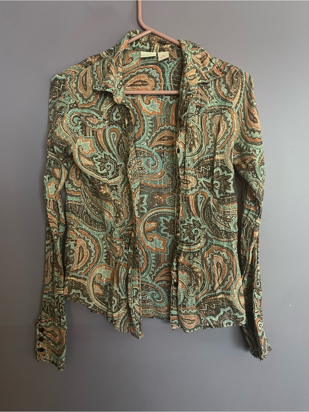 Daytrip Paisley Sparkly fitted Button-Up Shirt